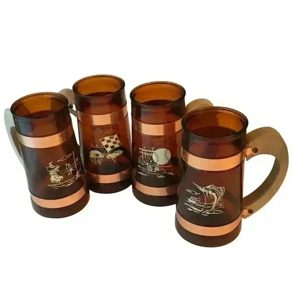 Siesta Ware Amber & Copper Theme Mugs Set of Four - Picture 1 of 10